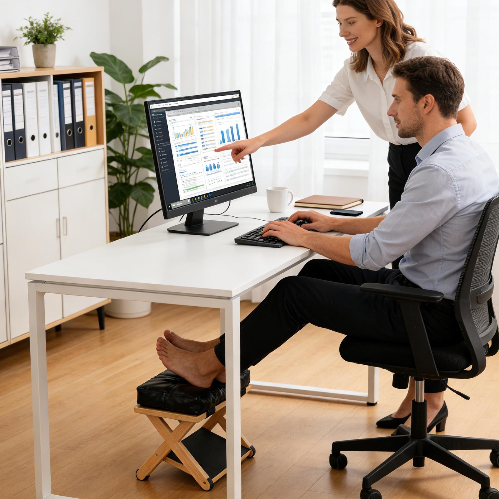 Footrest Under Desk - Under Desk Foot Rest Wooden Double-Layer